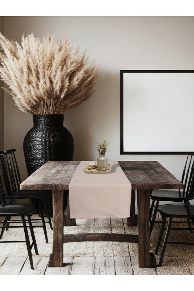 Buldan Plain Cotton Linen Natural Runner