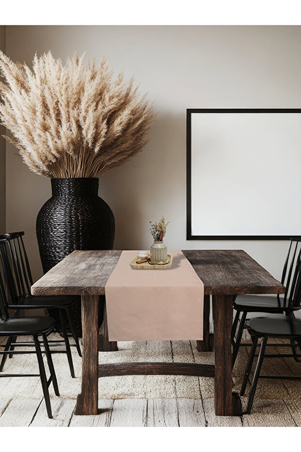 Buldan Plain Cotton Linen Natural Runner