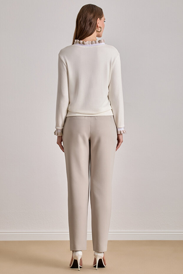 Relax Fit Ekru Örme Bluz - 2