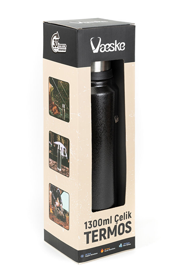 "VAESKE 1300 ML PASLANMAZ ÇELİK BÜYÜK BOY TERMOS - "SICAK & SOĞUK İÇECEK TERMOSU" - 8