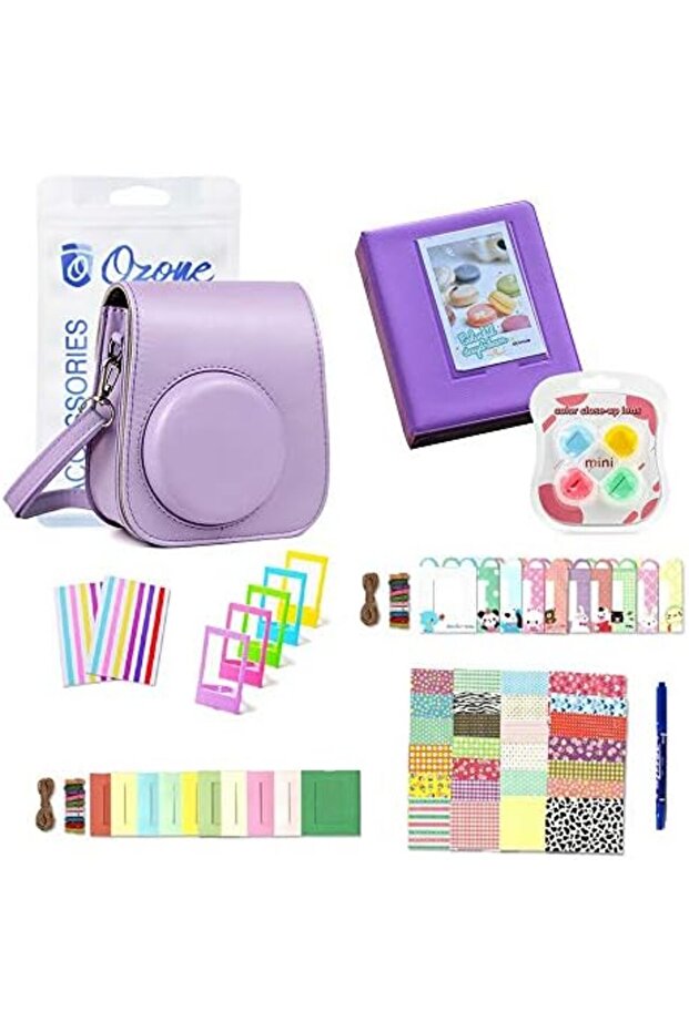 Fujifilm Accessories Set, Instax Mini 11 Case PU Leather with Strap With Accessories -Purple