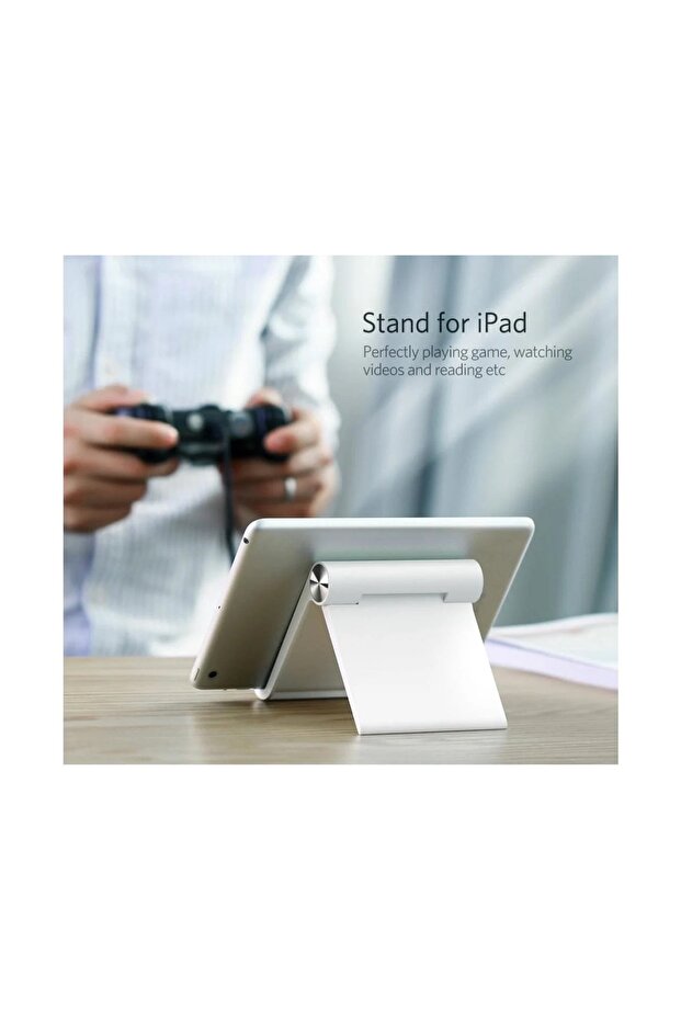 حامل تابلت قابل للطي - حامل تابلت عالمي قابل للتعديل، أبيض - 1