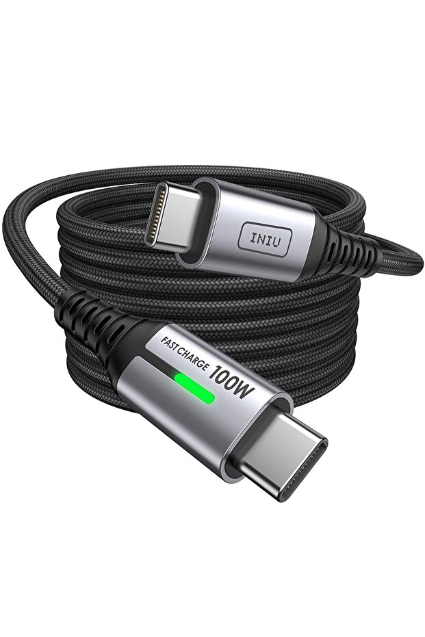 كابل USB-C إلى USB-C - شحن سريع 100 وات، مضفر من النايلون