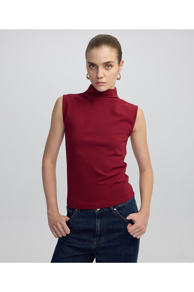 Yüksek yaka basic tişört - 1