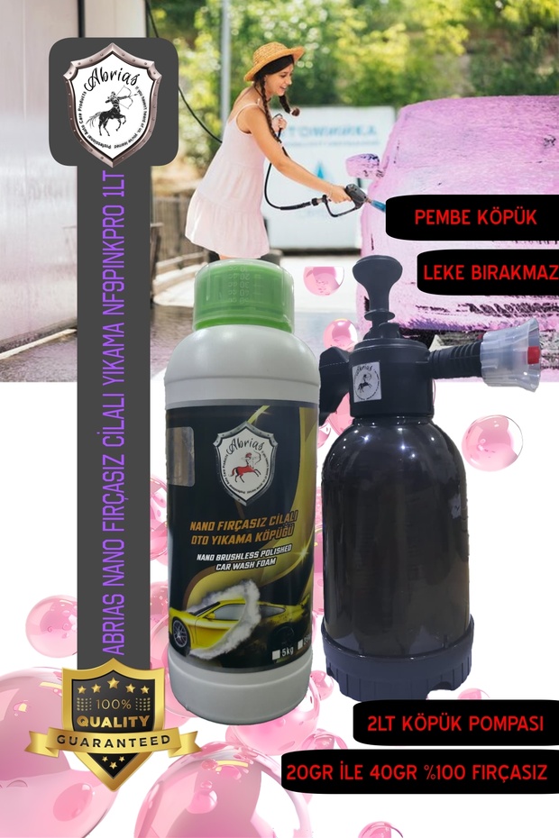 Pembe Köpük Fırçasız Cilalı Yıkama 1lt Ve Köpük Pompası 2lt - 1