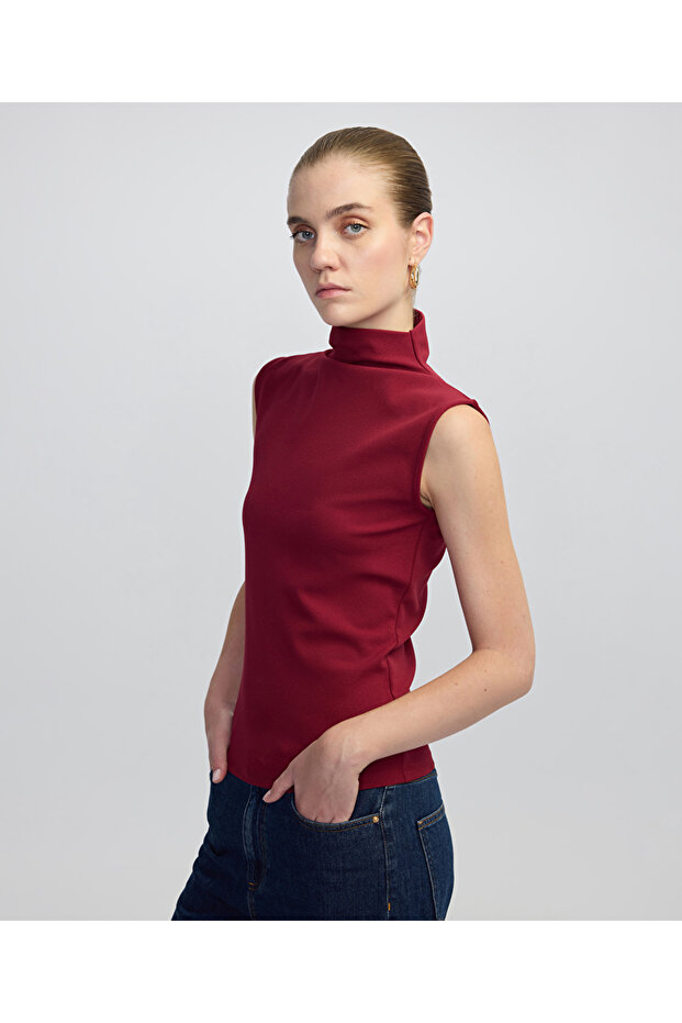 Yüksek yaka basic tişört - 5