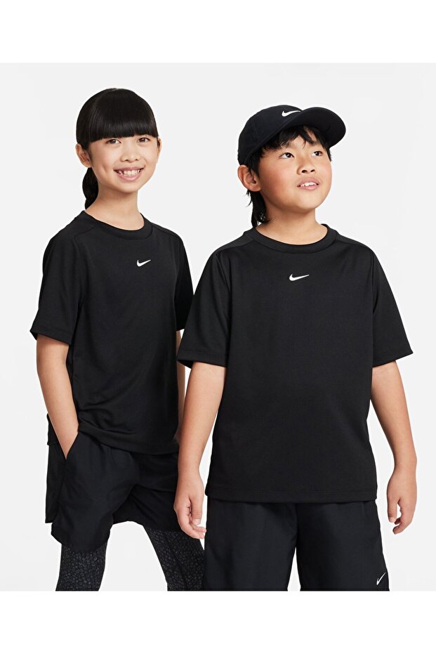 تي شيرت Dri-FIT جرافيكي بأكمام قصيرة وشعار - أسود
