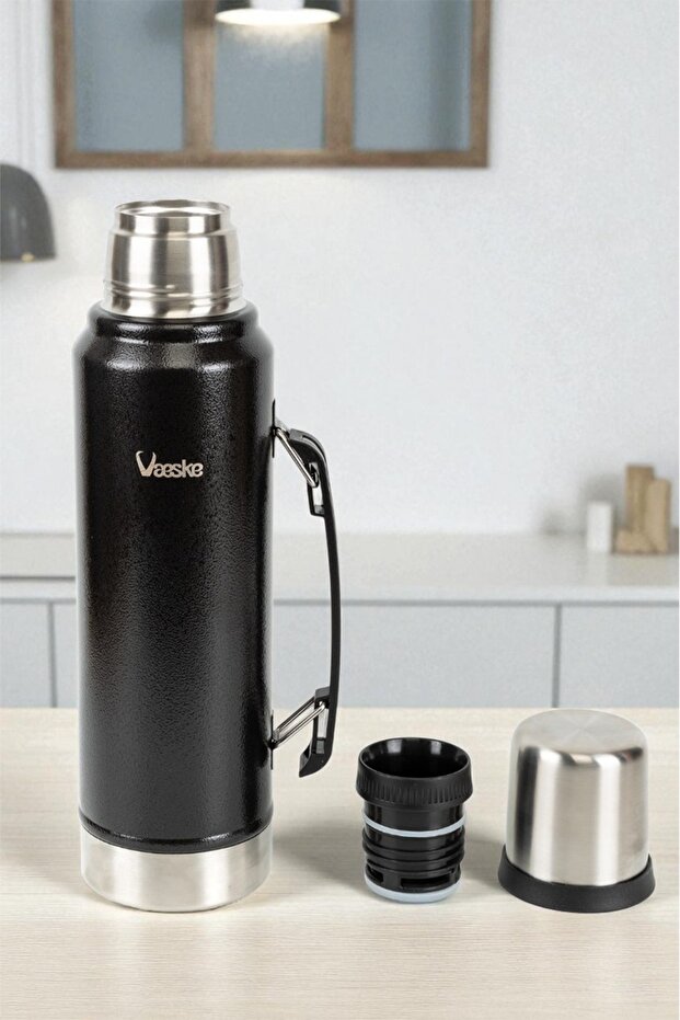 "VAESKE 1300 ML PASLANMAZ ÇELİK BÜYÜK BOY TERMOS - "SICAK & SOĞUK İÇECEK TERMOSU" - 1