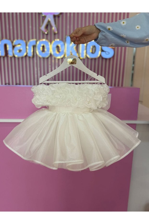 Vintage Baby Girl Dress with Cream Strap, Birthday Dress, Photo Shoot Dress, Suitable for 0-12 Years Old