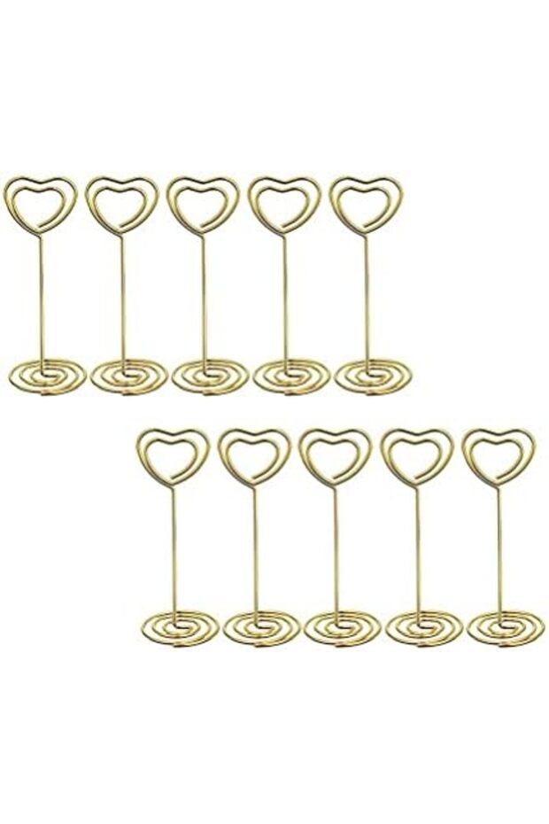 10 Pack Heart Shape Table Number Holder |Gold