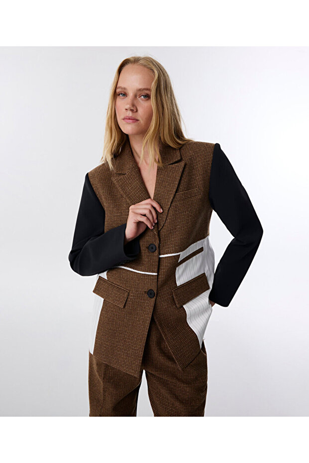 KUMAŞ MIX OVERSIZE BLAZER - 1
