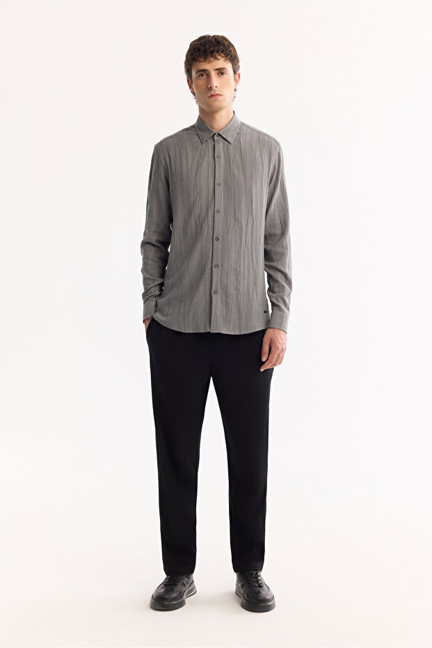Erkek Regular Fit Gri Alttan Biritli Soft Touch Gömlek A52Y2055 - 6