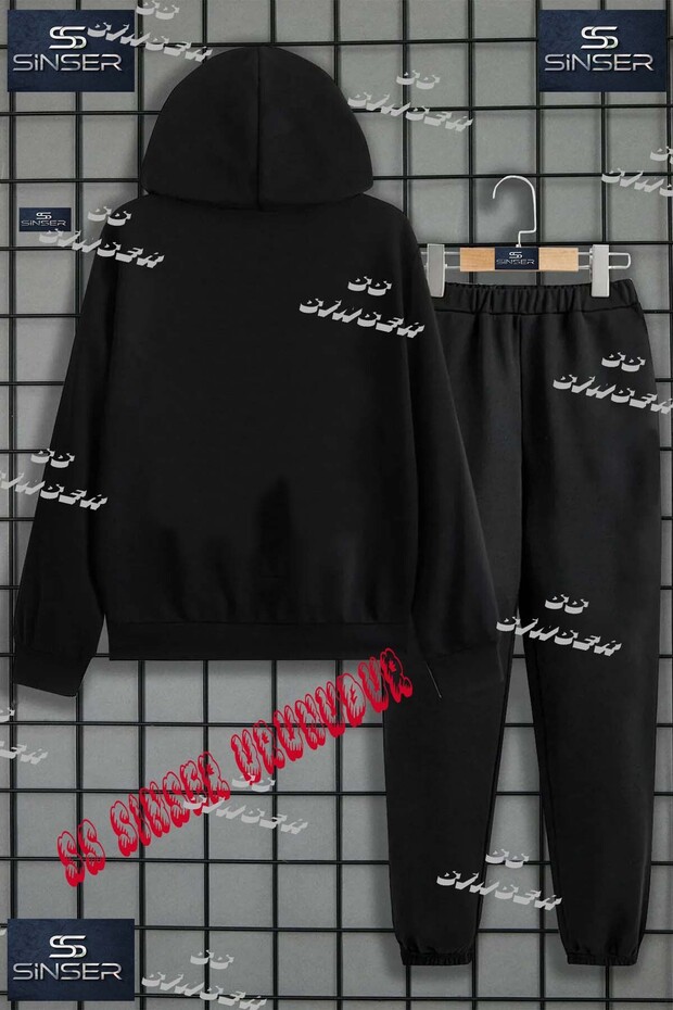 Çocuk Unısex "TOM VE JERRY KARE ICINDE"Baskılı Kapşolu Eşofman Takımı - 2