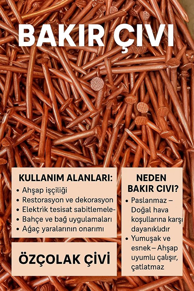 SAF BAKIR AĞAÇ ÇİVİSİ 3,5MM X 4 CM (10 ADET) ÇİVİ Çivi TR Gıda ile temas için uygun değildir. - 2