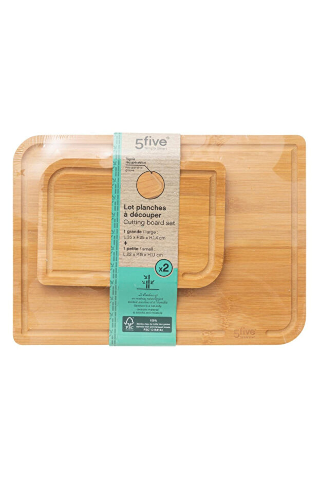 2-Piece Rectangular Bamboo Cutting Board Set - 4
