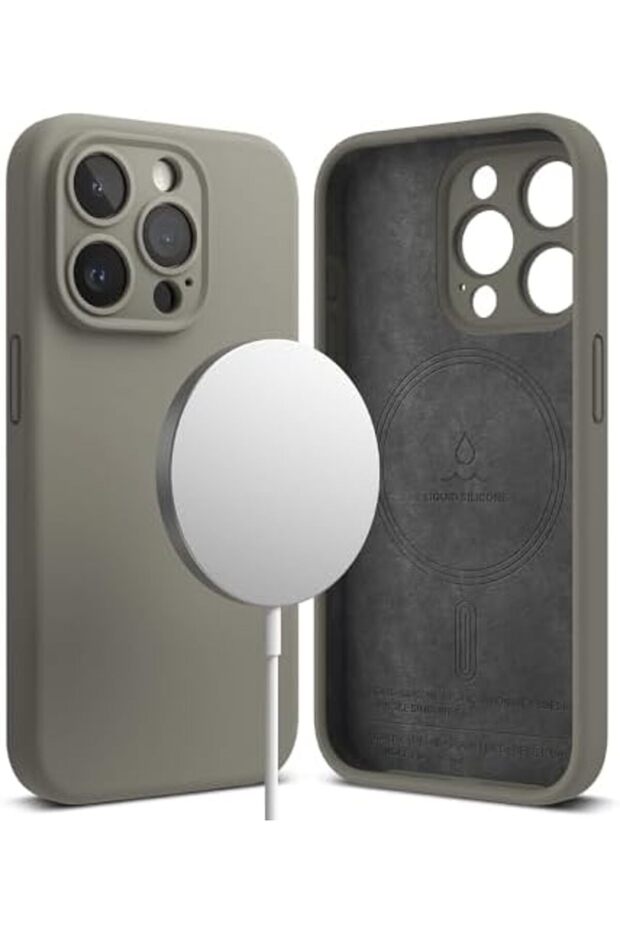iPhone 15 Pro Case Cover | Silicone Magnetic Series | Grey