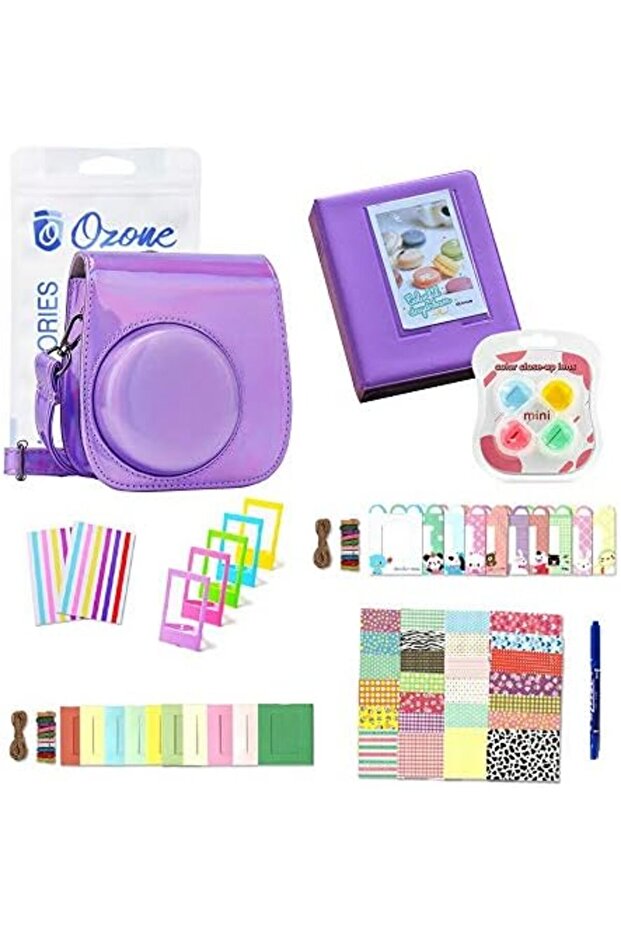 Accessories Bundle Set for Fujifilm Instax Mini 11/12 Case PU Leather with Strap, Frames, Wa