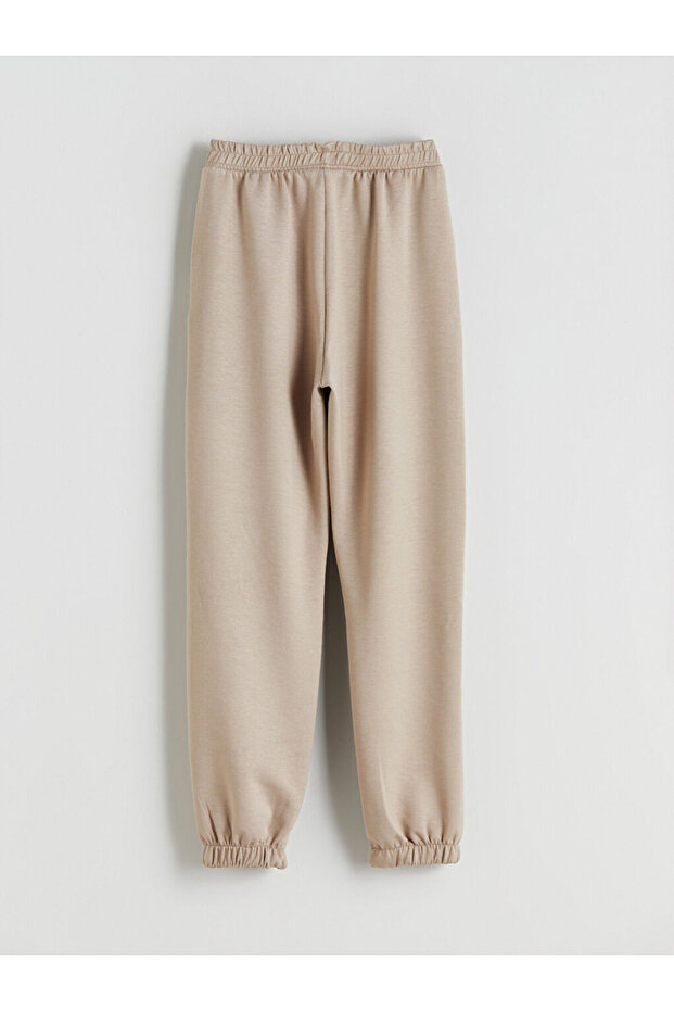 Bej Beli Lastikli Kız Çocuk Jogger Eşofman Altı - 3