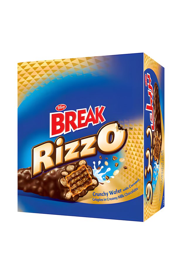 Break Rizzo Crunchy Puffed Rice Caramel Milk Chocolate Candy (12 x 28g)