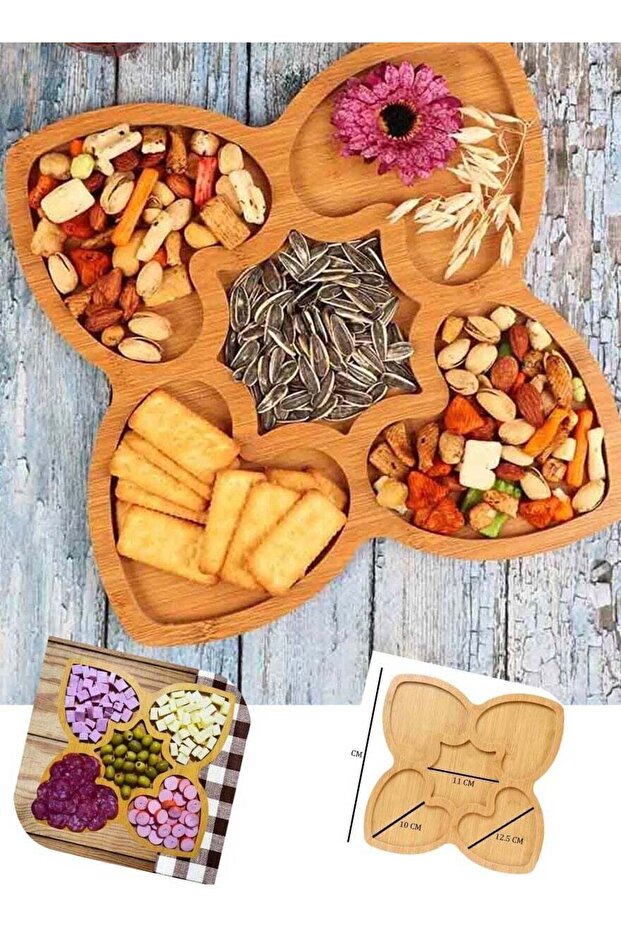 طبق تقديم بني مكون من 5 أقسام - 1