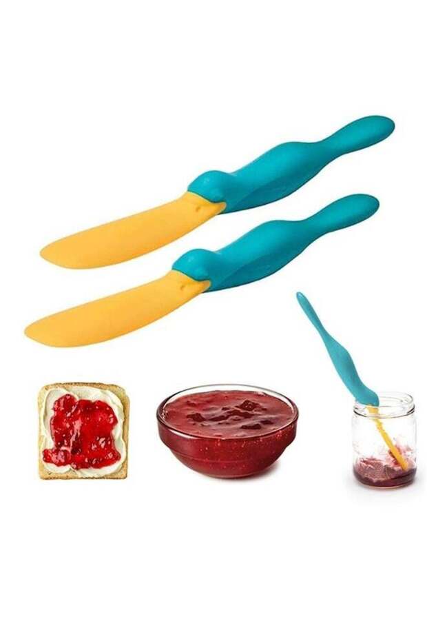 2Pcs Jar Spatula, Crepe Spreader, Platypus Silicone Butter Spatula for Scooping and Scraping, Kitch - 1