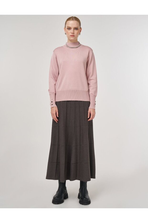 Basic Viskon Triko Kazak Pudra - 3