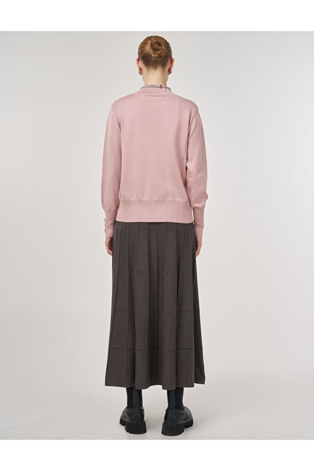 Basic Viskon Triko Kazak Pudra - 5