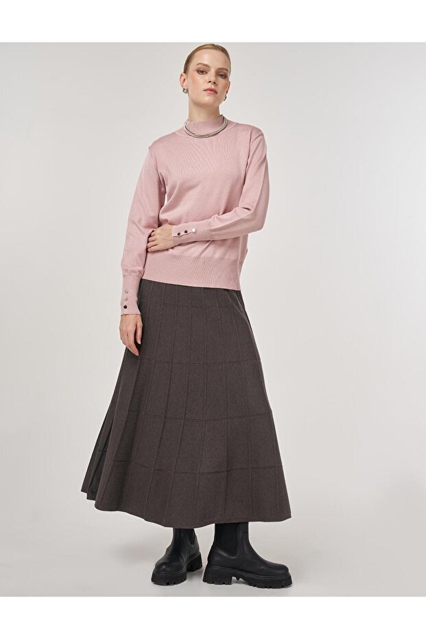 Basic Viskon Triko Kazak Pudra - 2