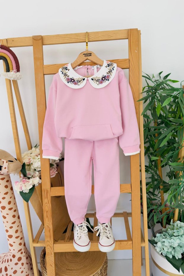 Mini Girl's Kangaroo Pocket Girl's Suit with Crotch Collar Detail - Lilac