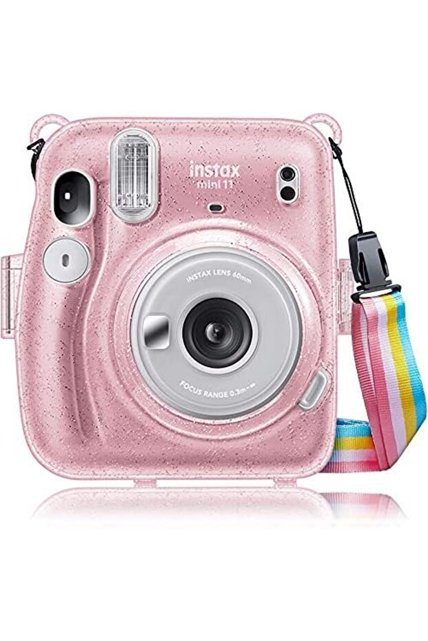 Transparent Hard Camera Case for Fujifilm Instax Mini 11 Instant Camera Cover with Adjustabl