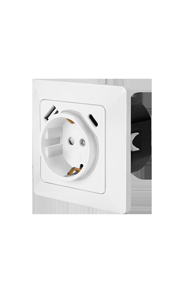 PA0253 wall socket, 1 socket, 1x USB-A 5 V/2.1 A (10.5 W), 1xUSB-C PD 18W, White - 5