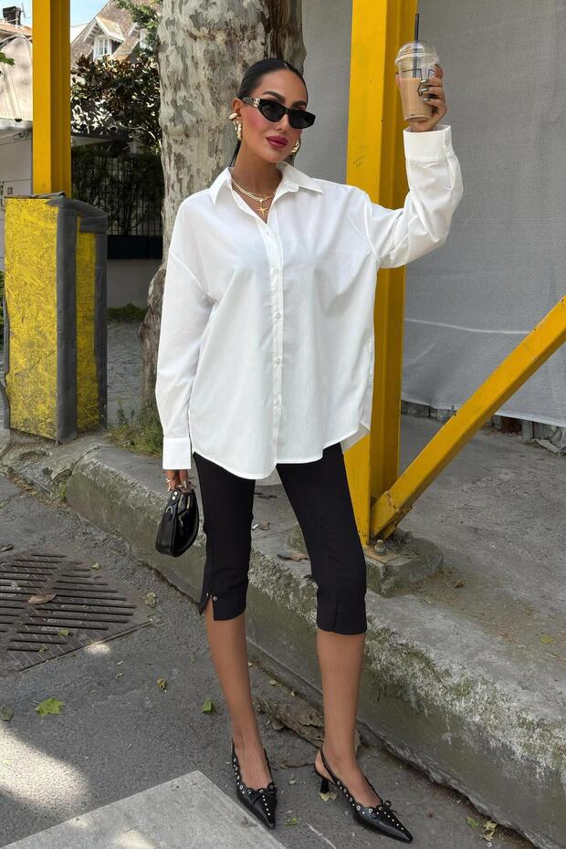 Klasik Oversize Poplin Gömlek 3421 R8-H-K4 - 4