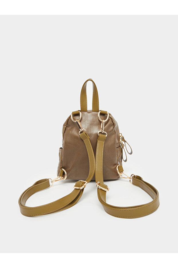 Brown Quilted Mini Backpack - 2