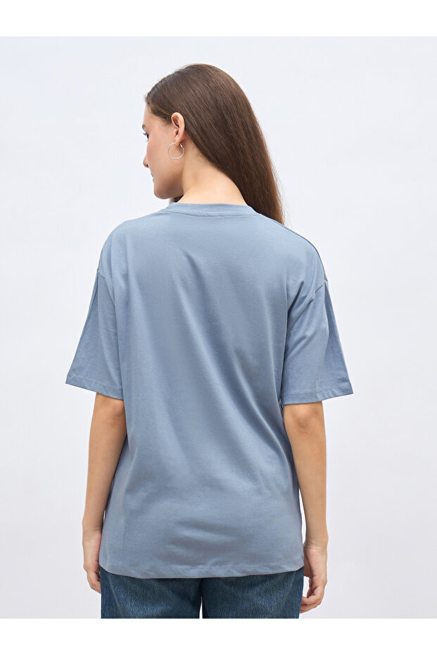 Embroidered Slogan Oversized T-Shirt - 5