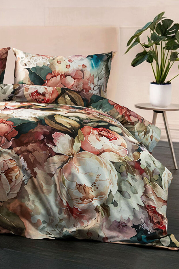 Vienta Premium 100% Cotton Satin Double Duvet Cover Set - Dusty Rose