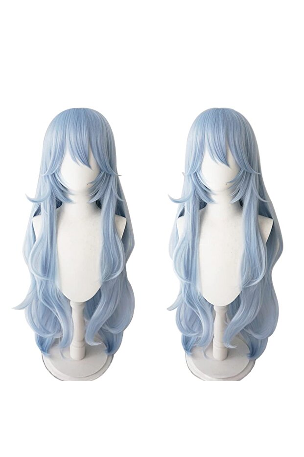 One Size SKY BLUE Rei Ayanami Anime Wig Costume Character Long Wavy Light Blue Party Cosplay Wig Syn