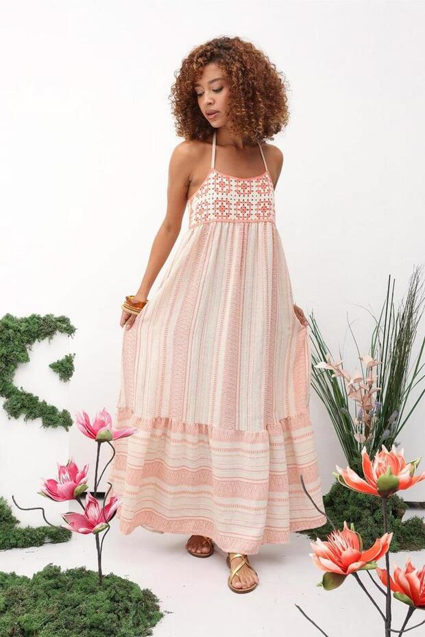Helen Patterned Linen Dress 2745-8