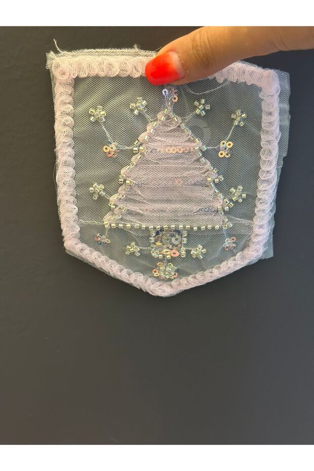 Bead Sequence Embroidery Cloth Arma Applique 12X10 cm Pink