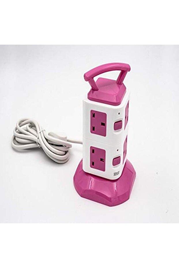 شريط طاقة عمودي متعدد الوظائف مع منفذي USB وكابل 3 أمتار