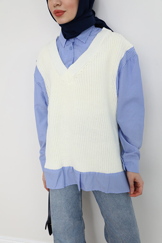 Gömlek Detaylı Süveter - 2