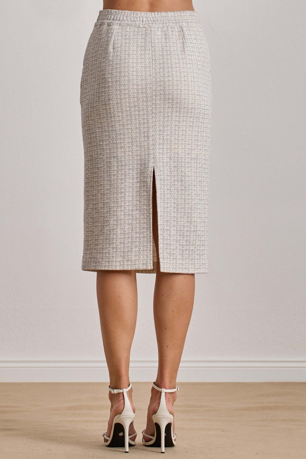 Yandan Cepli Ekru Örme Etek - 7