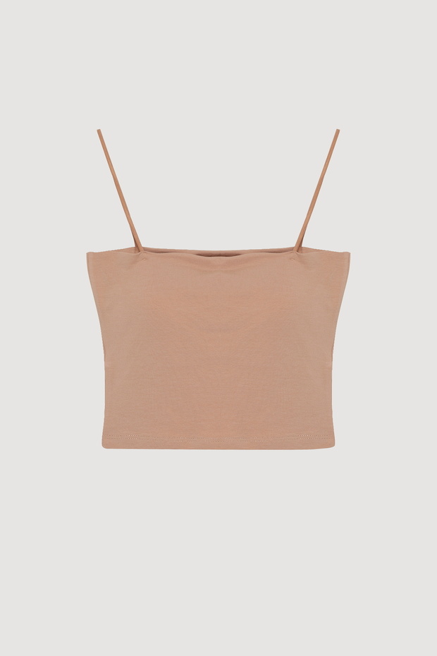 Modal Askılı Crop Basic Atlet Bej - 2