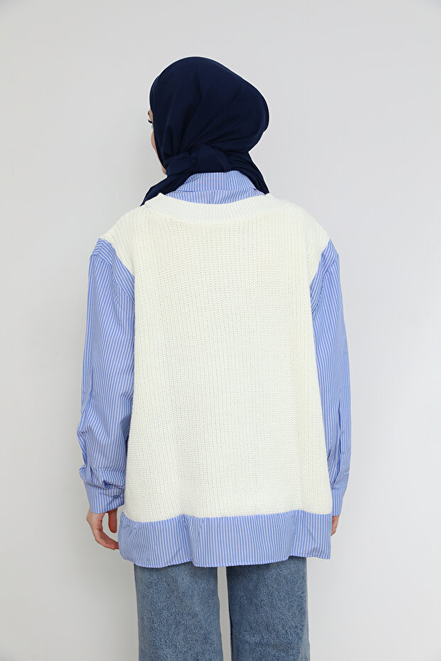 Gömlek Detaylı Süveter - 5