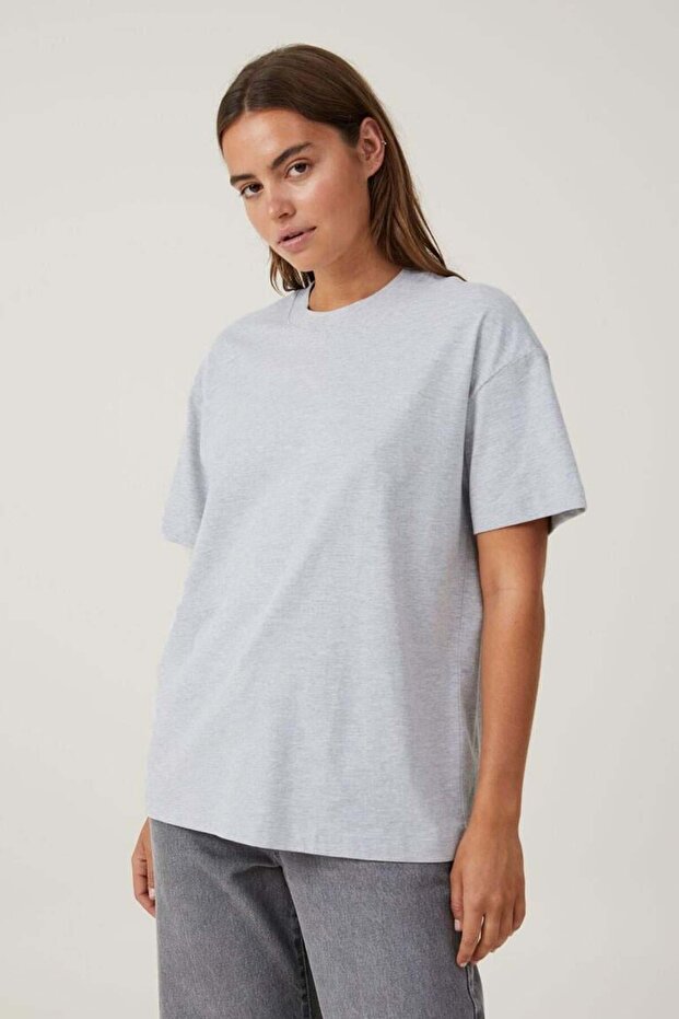 Karmelange Short Sleeve Oversize Basic Women's T-Shirt Sh281
