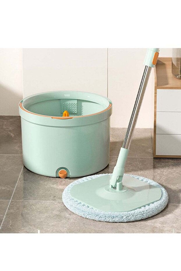 Spin Mop Bucket Set ,with 2 Reusable Microfiber Pads, 360 Degree Spin,Easy to Use - 3