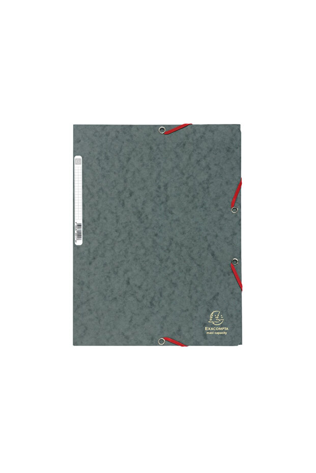 Cardboard folder with elastic, Grey - 1