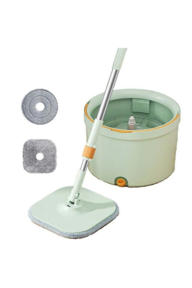 Spin Mop Bucket Set ,with 2 Reusable Microfiber Pads, 360 Degree Spin,Easy to Use - 1