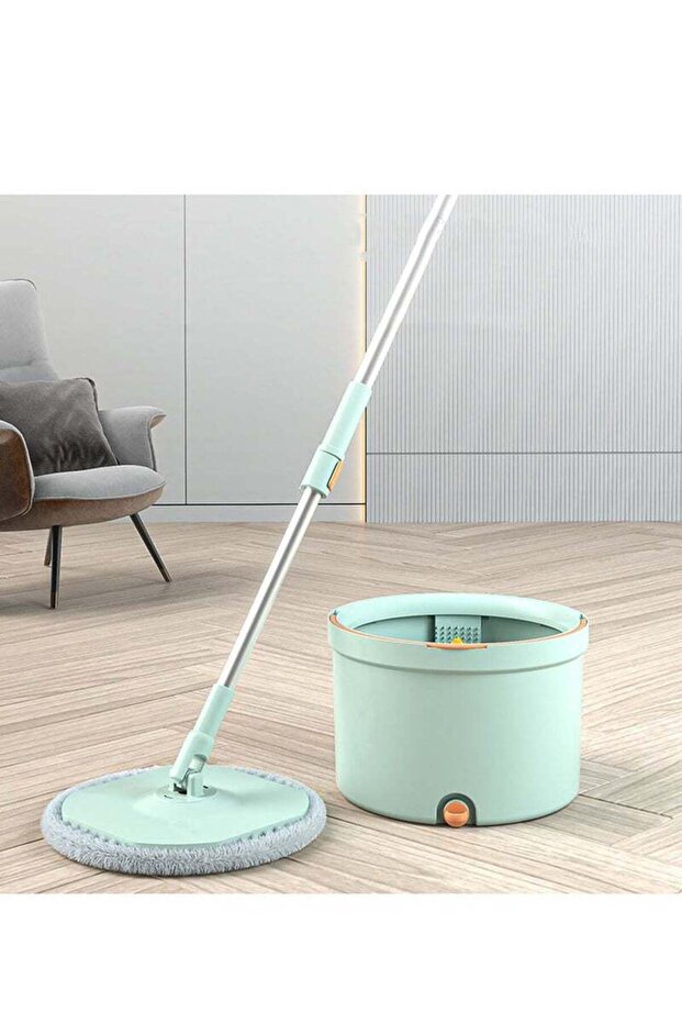 Spin Mop Bucket Set ,with 2 Reusable Microfiber Pads, 360 Degree Spin,Easy to Use - 4