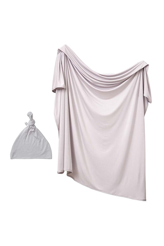 Stretchy Bamboo Spandex Swaddle & Hat - Grey