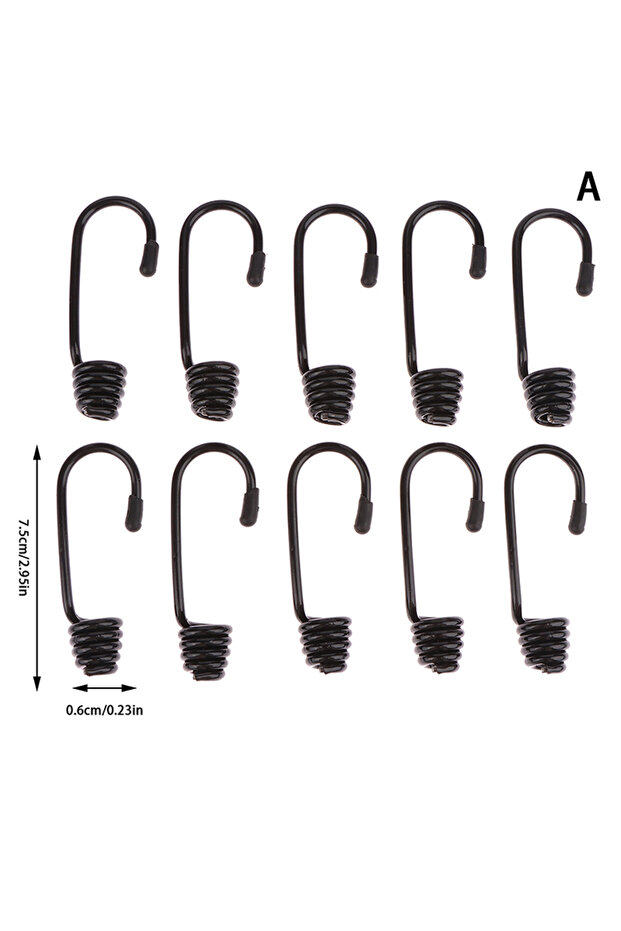 A 10 Pcs Spiral Hooks For Tensioner Marine Shock Cord Bungee Elastic Rope Hooks Luggage Straps Tarp.